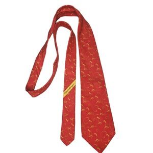 Salvatore Ferragamo Tie Red Classic Silk Necktie With Yellow/Gold Duck Pattern